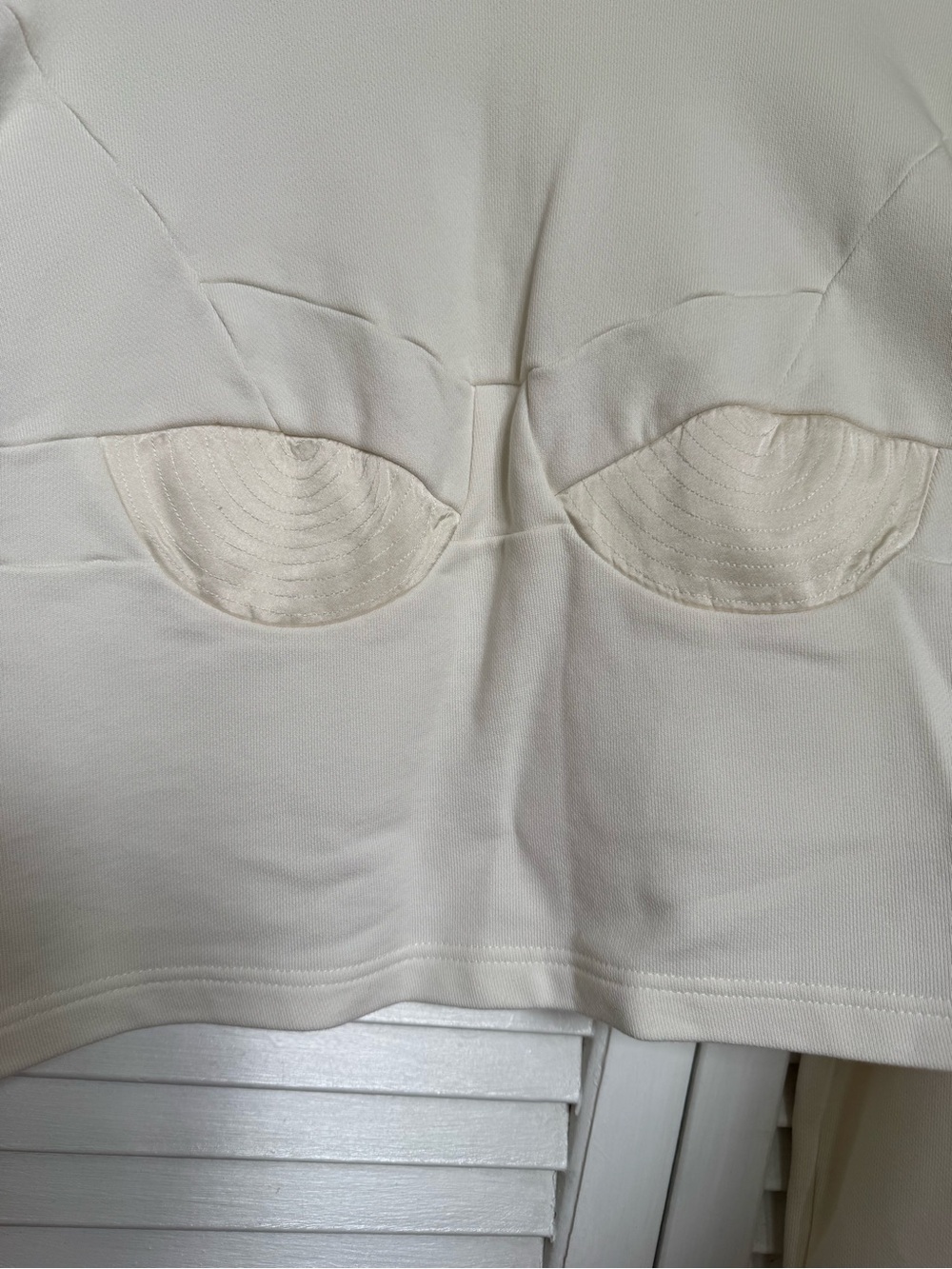 Fleur du Mal White  Long-Sleeve Crop Top sweatshirt - Picture 3 of 6
